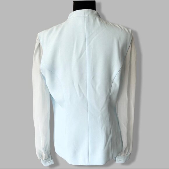 Vintage  Lori Ann Blue Sequins Collar Mesh Sleeve Blazer Made in Canada - Picture 3 of 16